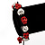 Red Skull Shape Stone Beads & Crystal Balls Buddhist Bracelet - 11mm diameter - Adjustable - view 6