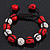 Red Skull Shape Stone Beads & Crystal Balls Buddhist Bracelet - 11mm diameter - Adjustable - view 3
