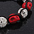Red Skull Shape Stone Beads & Crystal Balls Buddhist Bracelet - 11mm diameter - Adjustable - view 7