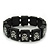 Black/White Wood Flex 'Skull & Crossbones' Bracelet - up to 20cm Length