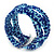 Boho Royal/ Light Blue Glass Bead Plaited Flex Cuff Bracelet - Adjustable - view 4