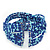 Boho Royal/ Light Blue Glass Bead Plaited Flex Cuff Bracelet - Adjustable - view 6