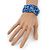 Boho Royal/ Light Blue Glass Bead Plaited Flex Cuff Bracelet - Adjustable - view 3