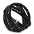 Boho Black/ Anthracite Grey Glass Bead Plaited Flex Cuff Bracelet - Adjustable - view 2
