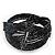 Boho Black/ Anthracite Grey Glass Bead Plaited Flex Cuff Bracelet - Adjustable - view 4