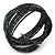 Boho Black/ Anthracite Grey Glass Bead Plaited Flex Cuff Bracelet - Adjustable - view 5
