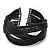 Boho Black Glass Bead Plaited Flex Cuff Bracelet - Adjustable - view 1