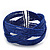 Boho Royal Blue Glass Bead Plaited Flex Cuff Bracelet - Adjustable