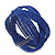 Boho Royal Blue Glass Bead Plaited Flex Cuff Bracelet - Adjustable - view 6