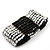 Multistrand Black Glass/ Silver Acrylic Bead Stretch Bracelet - 18cm Length - view 4