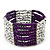 Multistrand Purple Glass/ Silver Acrylic Bead Stretch Bracelet - 18cm Length - view 3