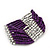 Multistrand Purple Glass/ Silver Acrylic Bead Stretch Bracelet - 18cm Length - view 4