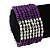 Multistrand Purple Glass/ Silver Acrylic Bead Stretch Bracelet - 18cm Length - view 2