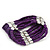 Multistrand Purple Glass/Silver Acrylic Bead Flex Bracelet - 19cm Length - view 4