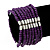 Multistrand Purple Glass/Silver Acrylic Bead Flex Bracelet - 19cm Length - view 2