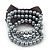 3-Strand Grey Glass Bead With Fabric Bow Stretch Bracelet - 18cm Length - view 4