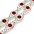 Two Row Red/ Clear Swarovski Crystal Bracelet In Rhodium Plating - 17cm Length (7cm extension) - view 9