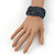 Boho Anthracite Grey Glass Bead Plaited Flex Cuff Bracelet - Adjustable - view 4