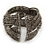 Boho Beige Grey Glass Bead Plaited Flex Cuff Bracelet - Adjustable - view 3