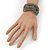Boho Beige Grey Glass Bead Plaited Flex Cuff Bracelet - Adjustable - view 5