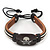 Unisex Dark Brown Leather 'Skull' Friendship Bracelet - Adjustable
