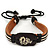 Unisex Dark Brown Leather 'Dragon' Friendship Bracelet - Adjustable
