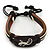 Unisex Dark Brown Leather 'Lizard' Friendship Bracelet - Adjustable