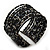 Boho Pastel Black/Grey/Silver Glass Bead Cuff Bracelet - Adjustable (To All Sizes)