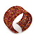 Boho Red/Gold/Orange Glass Bead Cuff Bracelet - Adjustable (To All Sizes)