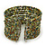 Boho Green/Brown/Gold Glass Bead Cuff Bracelet - Adjustable (To All Sizes) - view 4