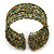 Boho Green/Brown/Gold Glass Bead Cuff Bracelet - Adjustable (To All Sizes) - view 6