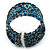Boho Pastel Blue/Metallic/Night Blue Glass Bead Cuff Bracelet - Adjustable (To All Sizes) - view 2