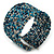 Boho Pastel Blue/Metallic/Night Blue Glass Bead Cuff Bracelet - Adjustable (To All Sizes) - view 3