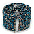 Boho Pastel Blue/Metallic/Night Blue Glass Bead Cuff Bracelet - Adjustable (To All Sizes) - view 4
