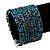 Boho Pastel Blue/Metallic/Night Blue Glass Bead Cuff Bracelet - Adjustable (To All Sizes) - view 5