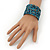 Boho Pastel Blue/Metallic/Night Blue Glass Bead Cuff Bracelet - Adjustable (To All Sizes) - view 6