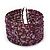 Boho Pastel Purple/Violet/Pink Glass Bead Cuff Bracelet - Adjustable (To All Sizes)