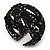 Boho Black/Silver Glass Bead Plaited Flex Cuff Bracelet - Adjustable - view 5