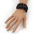 Boho Black/Silver Glass Bead Plaited Flex Cuff Bracelet - Adjustable - view 3