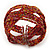 Boho Brick Red/Gold Glass Bead Plaited Flex Cuff Bracelet - Adjustable - view 4