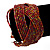 Boho Brick Red/Gold Glass Bead Plaited Flex Cuff Bracelet - Adjustable - view 3