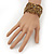 Boho Brown/Gold Glass Bead Plaited Flex Cuff Bracelet - Adjustable - view 2