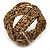 Boho Brown/Gold Glass Bead Plaited Flex Cuff Bracelet - Adjustable - view 5