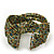Boho Light Green/Brown/Gold Glass Bead Plaited Flex Cuff Bracelet - Adjustable - view 2