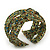 Boho Light Green/Brown/Gold Glass Bead Plaited Flex Cuff Bracelet - Adjustable - view 4