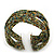 Boho Light Green/Brown/Gold Glass Bead Plaited Flex Cuff Bracelet - Adjustable - view 5