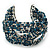 Boho Blue/ Silver/ Turquoise Coloured Glass Bead Plaited Flex Cuff Bracelet - Adjustable - view 3