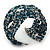 Boho Blue/ Silver/ Turquoise Coloured Glass Bead Plaited Flex Cuff Bracelet - Adjustable - view 2