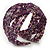 Boho Purple/Silver Glass Bead Plaited Flex Cuff Bracelet - Adjustable - view 2