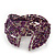Boho Purple/Silver Glass Bead Plaited Flex Cuff Bracelet - Adjustable - view 3